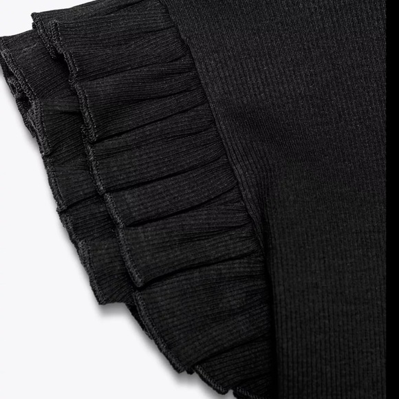 Zara Ribbed Ruffle Top - Picture 6 of 8